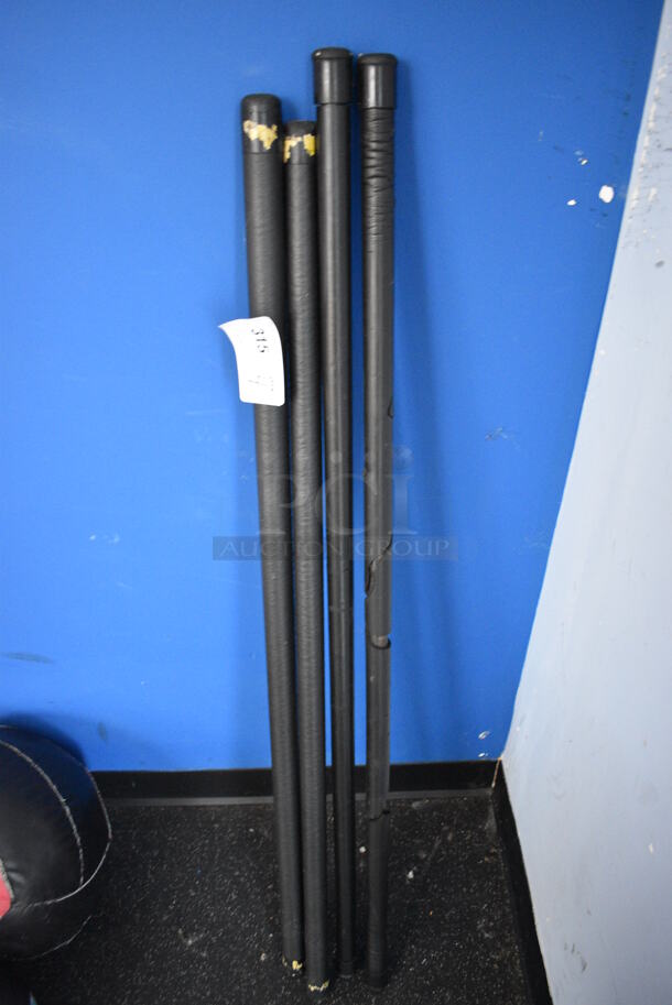 4 Various Black Neoprene Covered Body Bars. Includes 48". 4 Times Your Bid! (weight room - back room)
