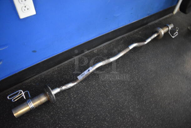 Metal Olympic Curl Bar w/ 2 Spring Collars. 52". (weight room)