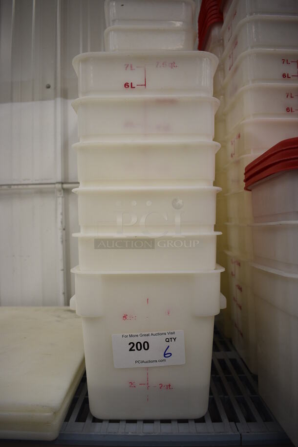 6 Poly 7.5 Quart Containers. 9x9x9. 6 Times Your Bid!