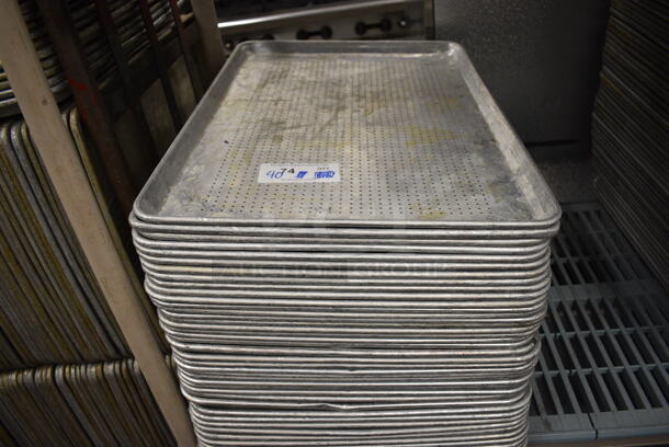 40 Metal Full Size Perforated Baking Pans. 18x26x1. 40 Times Your Bid!