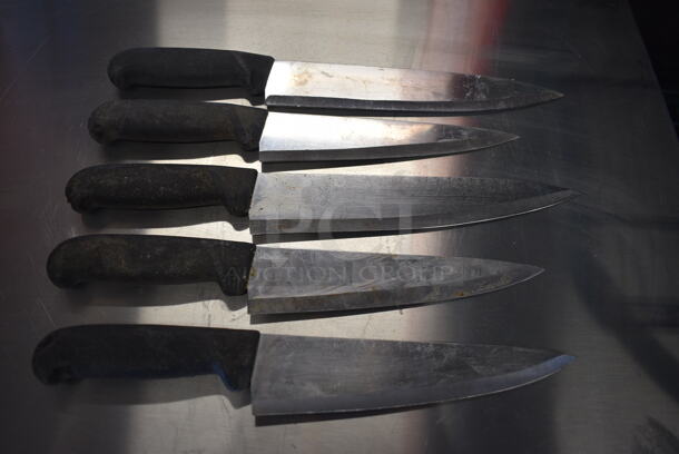 5 SHARPENED Stainless Steel Chef Knives. Includes 14". 5 Times Your Bid!