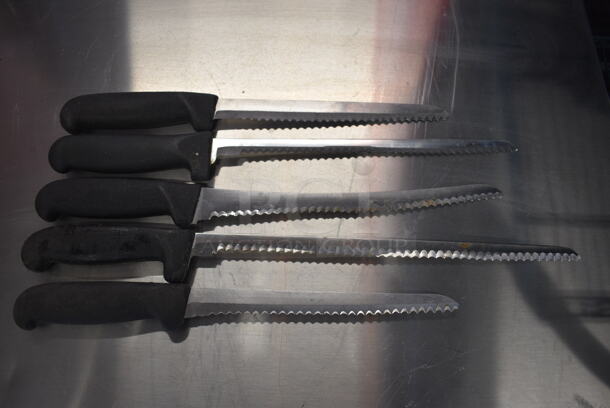 5 SHARPENED Stainless Steel Serrated Knives. Includes 13". 5 Times Your Bid!