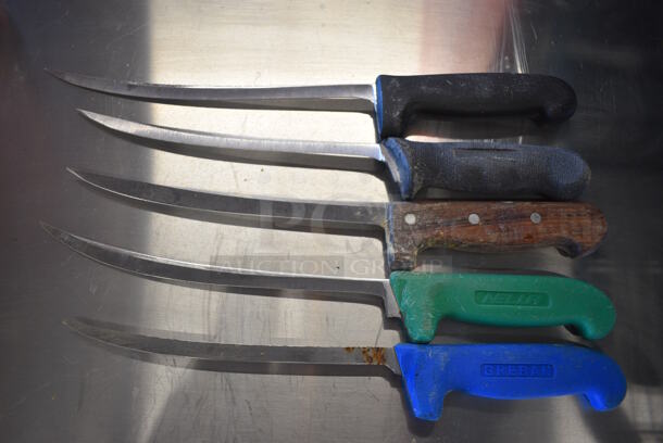 5 SHARPENED Stainless Steel Boning Knives. Includes 15". 5 Times Your Bid!