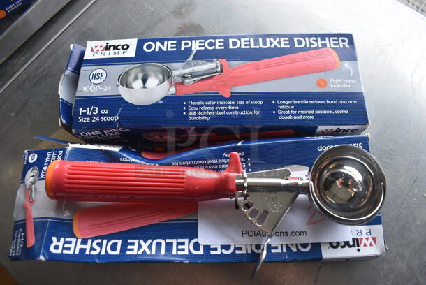 2 BRAND NEW IN BOX! Winco Stainless Steel Scoops. 8.5". 2 Times Your Bid!