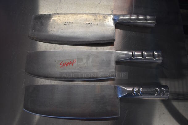 3 SHARPENED Stainless Steel Cleaver Knives. 12". 3 Times Your Bid!
