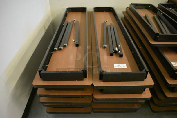 10 Wood Pattern Tables w/ Metal Legs. 72x18x4, Legs 27". 10 Times Your Bid! (Midtown 1: Room 122)