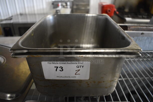 2 Stainless Steel 1/2 Size Drop In Bins. 1/2x6. 2 Times Your Bid!