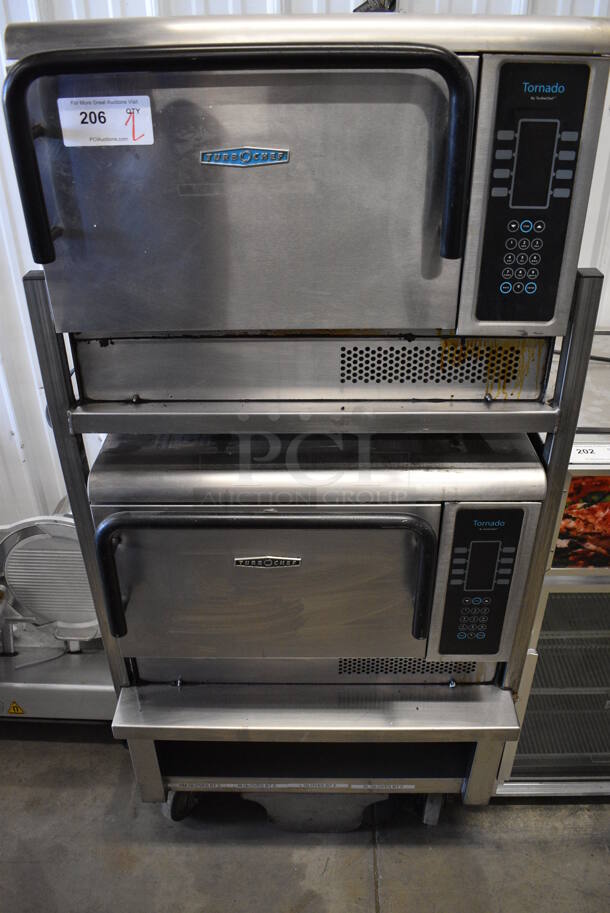 2 FANTASTIC! 2013 Turbochef Model NGCD6 Tornado Stainless Steel Commercial Countertop Electric Powered Rapid Cook Ovens on Stainless Steel Commercial 2 Tier Equipment Stand w/ Commercial Casters. 208/240 Volts, 1 Phase. 30x30x60. 2 Times Your Bid! Tested and Working!
