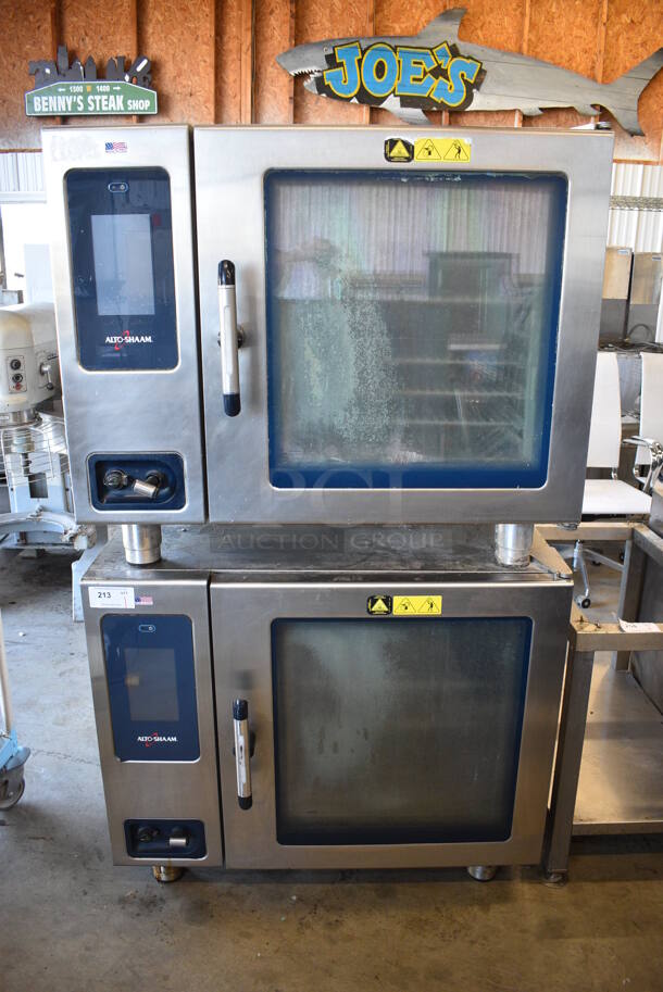 2 GORGEOUS! Alto Shaam Model CTP7-20E Stainless Steel Commercial Electric Powered Combitherm Convection Oven. Top Unit is 2015 and Bottom Unit Is 2016. 208-240 Volts, 3 Phase. 44x42x74.5. 2 Times Your Bid!