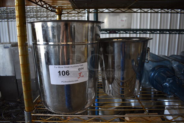 3 Various Metal Cylindrical Bins. Includes 9x9x10.5. 3 Times Your Bid!