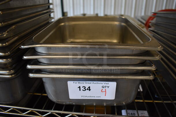4 Stainless Steel 1/2 Size Drop In Bins. 1/2x4. 4 Times Your Bid!