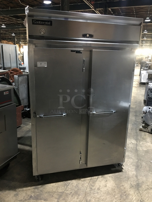Continental Commercial 2 Door Reach In Refrigerator! All Stainless Steel! On Casters!