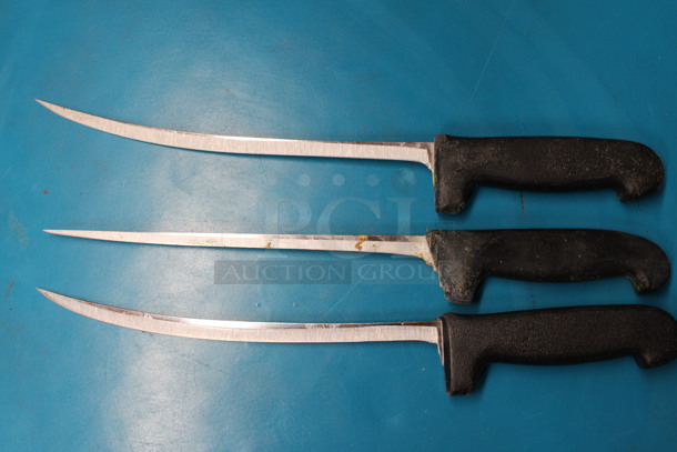 3 Sharpened Stainless Steel Boning Knives. Includes 14". 3 Times Your Bid!