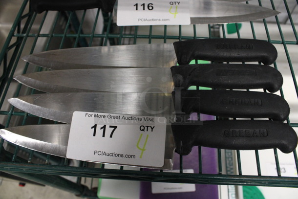 4 Sharpened Stainless Steel Chef Knives. Includes 13". 4 Times Your Bid!