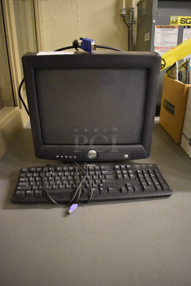 Dell 16" Computer Monitor w/ Keyboard. (south basement 019) 