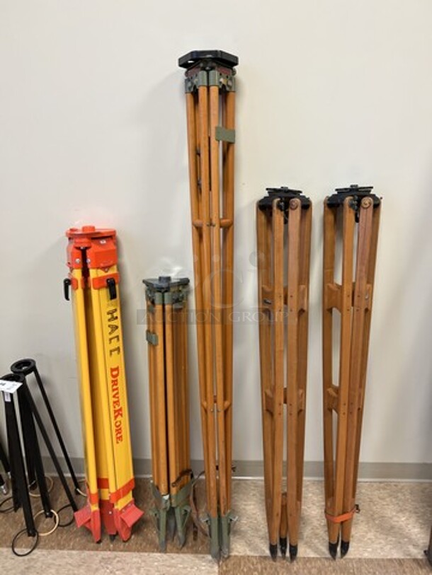 5 Various Tripods. Includes 45". 5 Times Your Bid! (room 122)