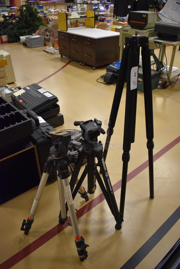 3 Various Tripods. Includes 40". 3 Times Your Bid! (Chipperfield Elementary Gym)