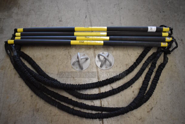4 TRX Yellow and Black Rip Trainers w/ 2 Gray Wall Mounts. 42". 4 Times Your Bid!