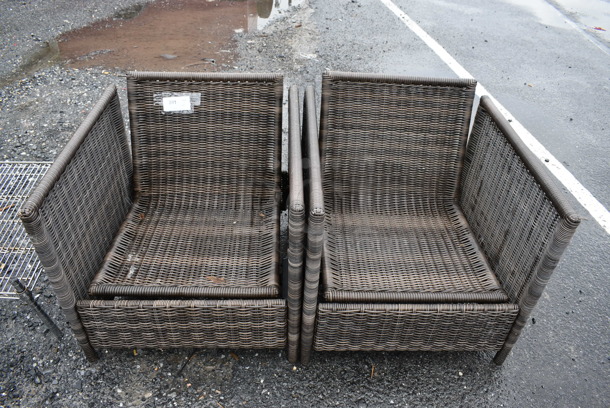 2 Brown Wicker Style Outdoor Chairs. 28x31x28. 2 Times Your Bid!