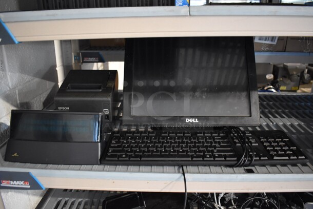 ALL ONE MONEY! Lot of Dell 15" Monitor, Epson M244A Receipt Printer, Screen and Keyboard