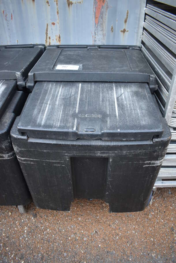 Cambro Black Poly Insulated Ice Bin on Commercial Casters. 24x33x30