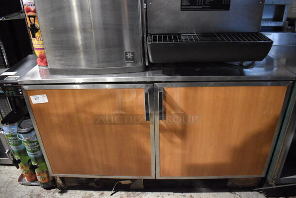 Duke Stainless Steel Commercial Counter w/ 2 Wood Pattern Doors. 60x30x40