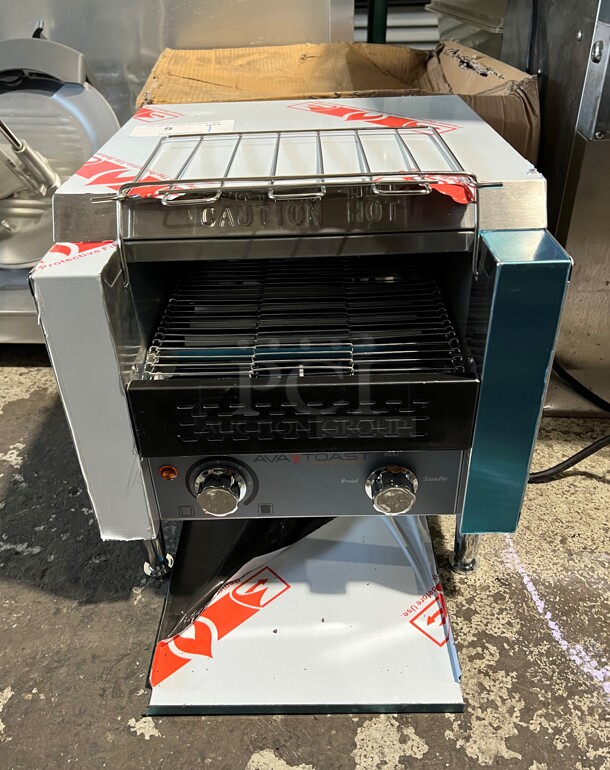 BRAND NEW IN BOX! AvaToast 184T140 Stainless Steel Commercial Countertop 10" Wide Conveyor Toaster Oven with 3" Opening. 120 Volts, 1 Phase. 14.5x16.5x15.5. Tested and Working!