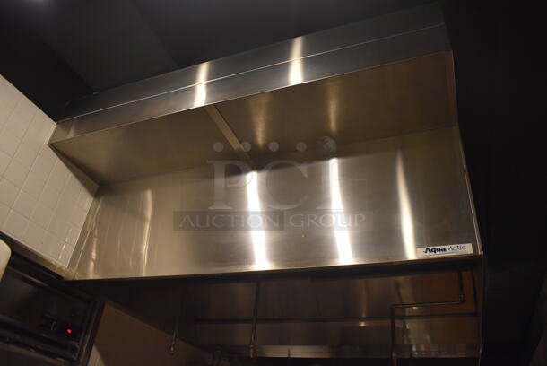 6.5' Aquamatic 5430 AM-SCA-N Stainless Steel Commercial Grease Hood w/ Make Up Air Fan. BUYER MUST REMOVE. 80x54x35, 80x16x12. (Demo Kitchen)