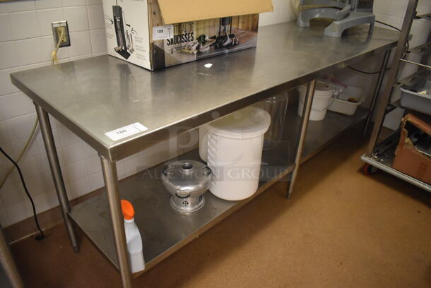 Stainless Steel Table w/ Under Shelf. Does Not Include Contents. 93x30x36. (Education Kitchen 2)