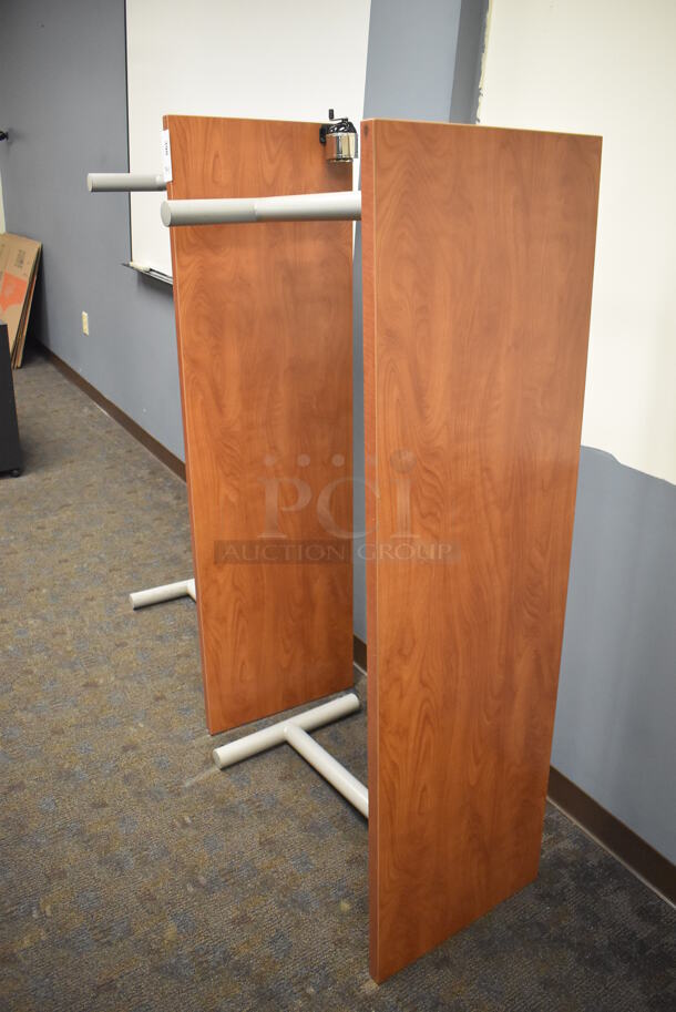 2 Wood Pattern Tables on Metal Legs. 60x18x29. 2 Times Your Bid! (Classroom 5-8)
