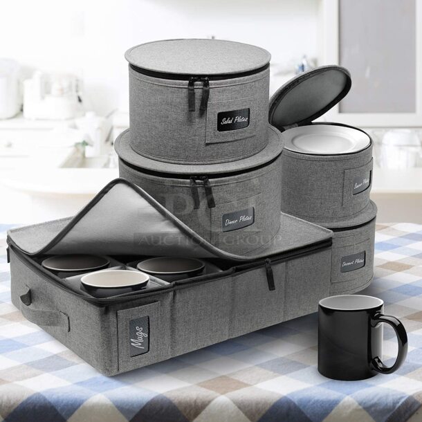 BRAND NEW SCRATCH AND DENT! Sorbus STRG-DSHF5 5 Set Gray Dinnerware Storage Set. Does Not Include Dishes Shown In Stock Gallery Picture