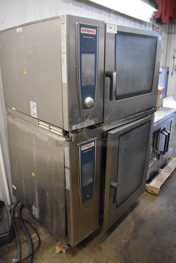2 2018 Rational Stainless Steel Commercial Combitherm Self Cooking Center Convection Ovens on Commercial Casters. Top Model: SCC WE 62. Bottom Model: SCC WE 102. 480 Volts, 3 Phase. 42x40x73. 2 Times Your Bid!