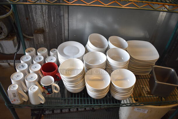 ALL ONE MONEY! Tier Lot of Various Ceramic Dishes Including Bowls, Plates and Mugs