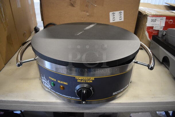 BRAND NEW SCRATCH AND DENT! Carnival King 382TCMPT16M Stainless Steel Commercial Countertop 16" Non-Stick Round Portable Crepe Maker. 208/240 Volts. 20x18x7. Tested and Working!