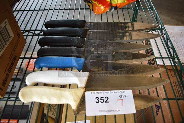 7 SHARPENED Stainless Steel Chef Knives. Includes 15". 7 Times Your Bid!