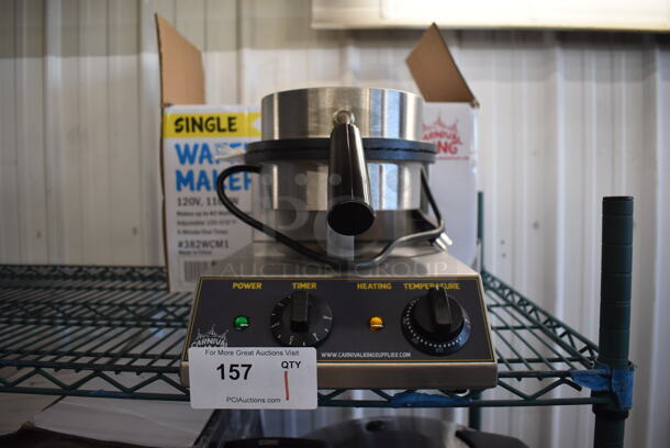 BRAND NEW IN BOX! Carnival King 382WCM1 Stainless Steel Commercial Countertop 8" Non-Stick Waffle Cone Maker. 120 Volts, 1 Phase. 10x18x10. Tested and Working!