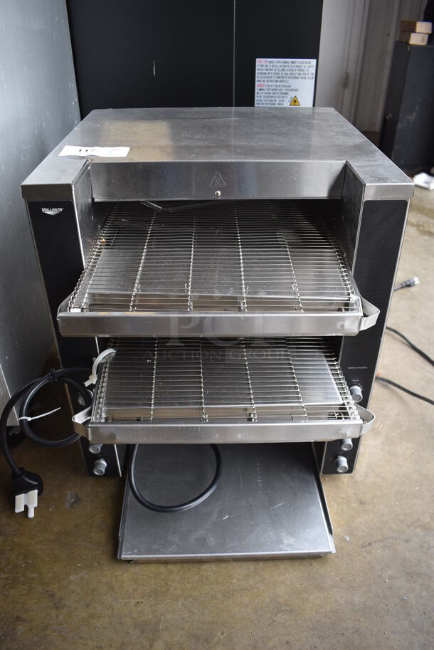 BRAND NEW SCRATCH AND DENT! Vollrath JT4 Stainless Steel Commercial Countertop Electric Powered Double Conveyor Toaster Oven. 240 Volts, 1 Phase. 20x24x23