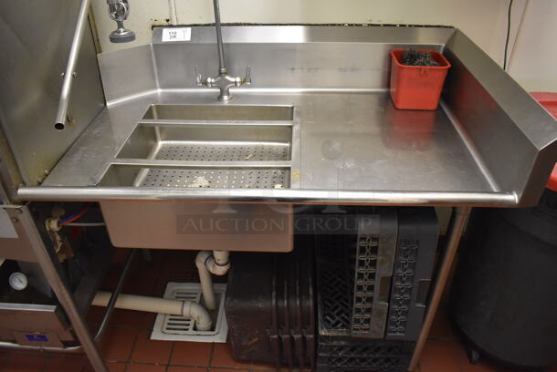 Stainless Steel Commercial Right Side Dirty Side Dishwasher Table w/ Spray Nozzle Attachment, Handles and Straining Insert. BUYER MUST REMOVE. (Kitchen)
