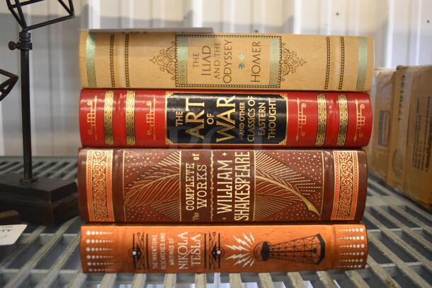 4 Various Books; The Iliad and The Odyssey by Homer, The Art of War and Other Classics of Eastern Thought, Complete Works of William Shakespeare and The Inventions, Research and Writings of Nikola Tesla. 4 Times Your Bid!