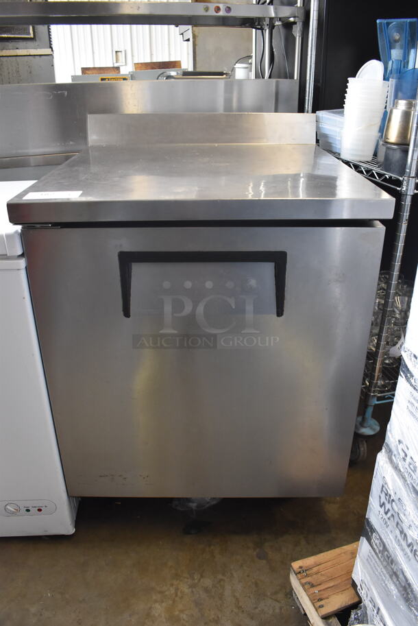 2013 True TWT-27F Commercial Stainless Steel Electric One Door Worktop Freezer With Polycoated Shelf On Commercial Casters. 115V, 1 Phase. Tested and Working!