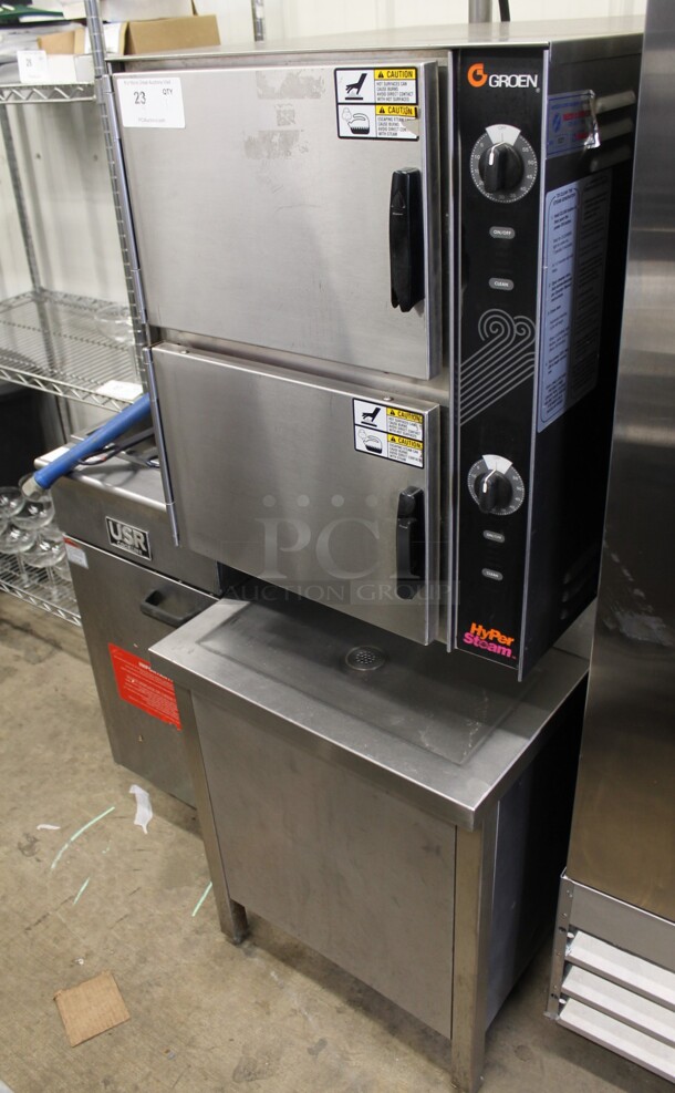 Groen HY-6G HyPer Steam Stainless Steel Commercial Natural Gas Powered 2 Deck Steam Cabinet. 90,000 BTU. 