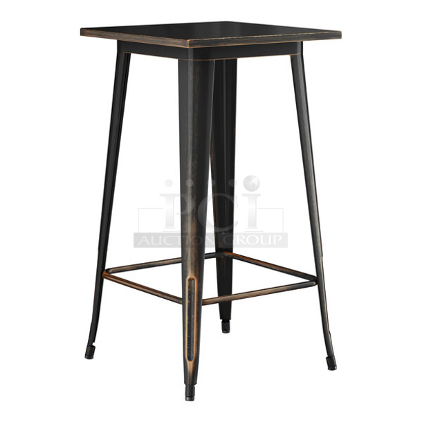 BRAND NEW SCRATCH AND DENT! Lancaster Table & Seating 164BA2424CPD Alloy Series 24" x 24" Distressed Copper Bar Height Outdoor Table