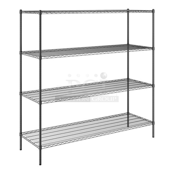 BRAND NEW SCRATCH AND DENT! Steelton 465B2472KE4  24" x 72" NSF Black Epoxy 4-Shelf Kit with 72" Posts