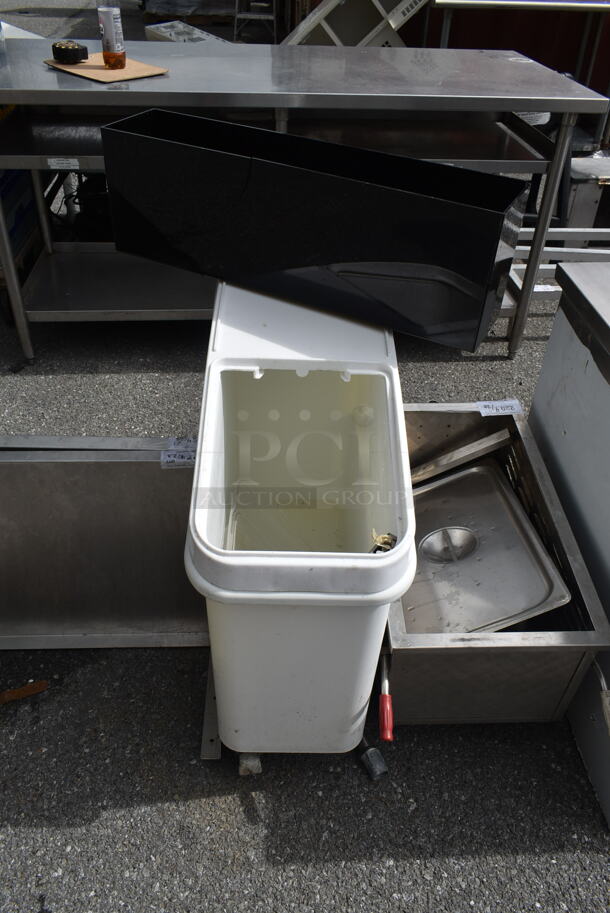 ALL ONE MONEY! Lot of White Poly Ingredient Bin and Black Bin. 