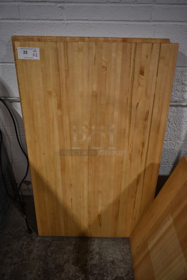 2 Butcher Block Wooden Tabletops. 2 Times Your Bid!