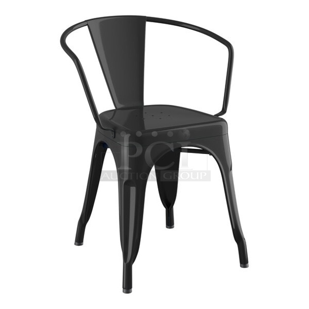 10 BRAND NEW SCRATCH AND DENT! Lancaster Table & Seating 164CMARMBLK Alloy Series Onyx Black Outdoor Arm Chair w/ 7 164SEATRDWAL8001 Walnut Color Chair Seat. 10 Times Your Bid!