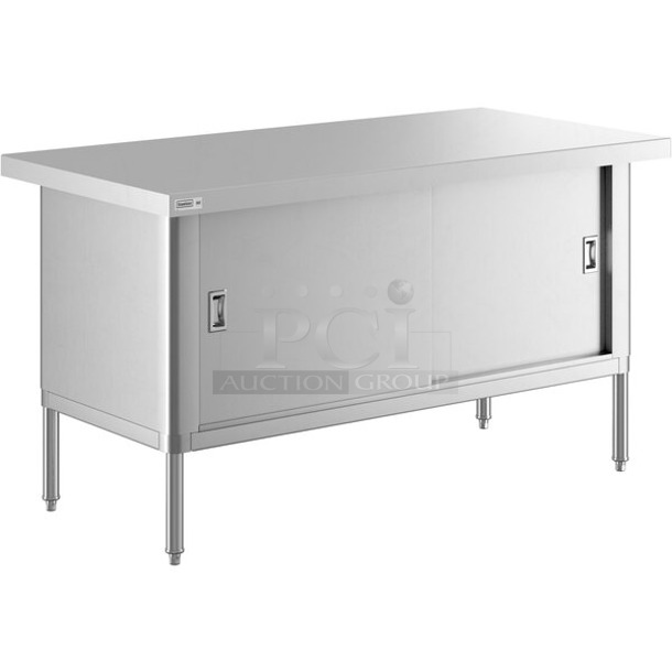 BRAND NEW SCRATCH AND DENT! Steelton 522EBTKD3060D 30" x 60" 16 Gauge Type 430 Stainless Steel Enclosed Base Sliding Door Table. May Be Missing Pieces.