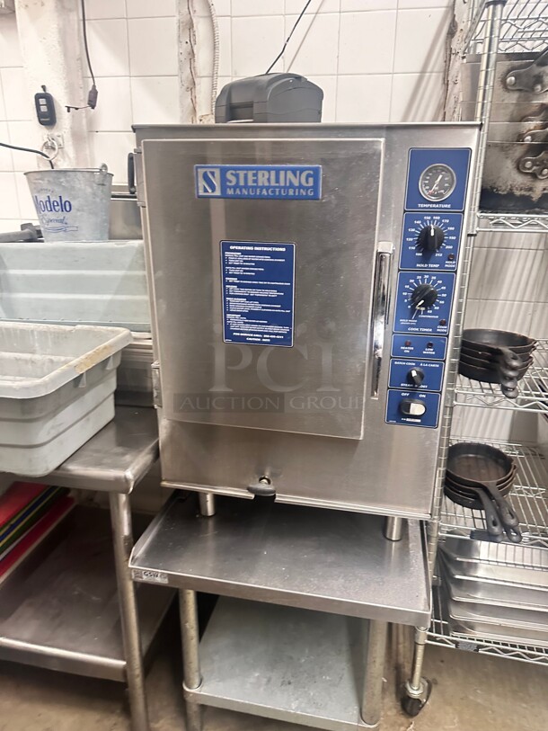 Late Model Sterling SPG-6 MF NG 12-PAN Countertop Boilerless Convection Steamer 115 Volt Working