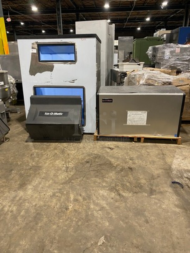 Never Used! S/D! Ice-O-Matic Commercial Ice Making Machine! With Commercial Ice Bin! All Stainless Steel! 2x Your Bid Makes One Unit! Model: ICE1406HA7 SN: 17051280010891 208/230V 60HZ 1 Phase, Model: B130SP SN: 14031280010621