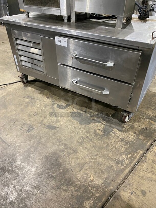 Leader Commercial 2 Drawer Chef Base/Equipment Stand! All Stainless Steel! On Casters! Model: LB48S/C SN: PU05M0037C 115V 60HZ 1 Phase